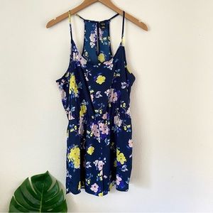 City Streets Navy Floral Romper Sleeveless Women's Size Large